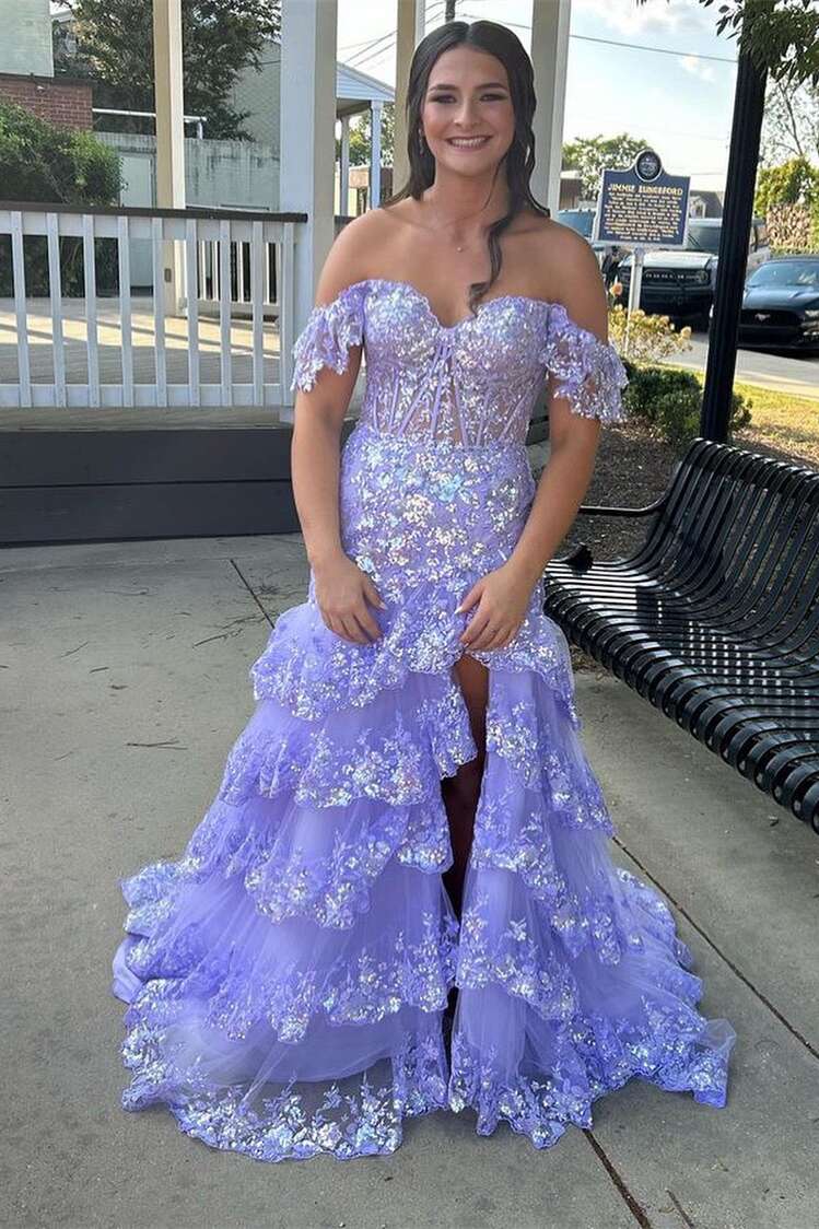 Sequined Red Prom Dress With Split Special Occasion VMP52