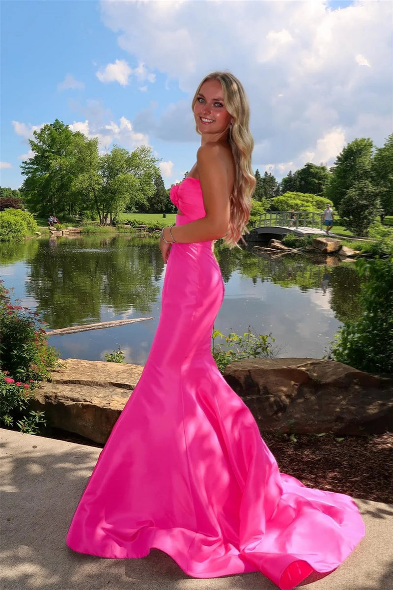Cute Mermaid Sweetheart Keyhole Floral Prom Dress with Slit VK25121002