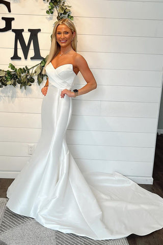 Mermaid Strapless Satin Wedding Dresses VK24051202