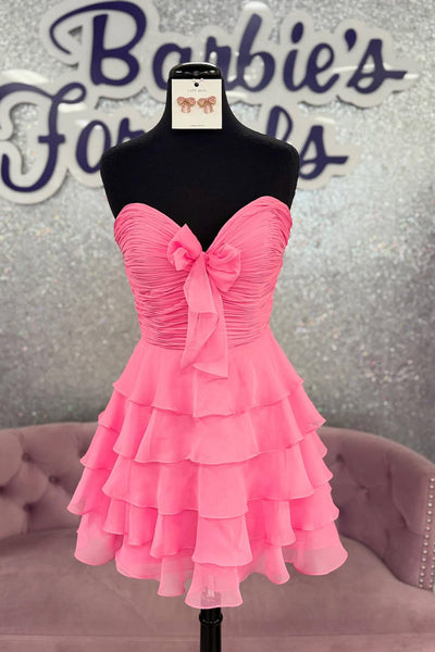 Cute A Line Sweetheart Chiffon Tiered Homecoming Dresses VK061406