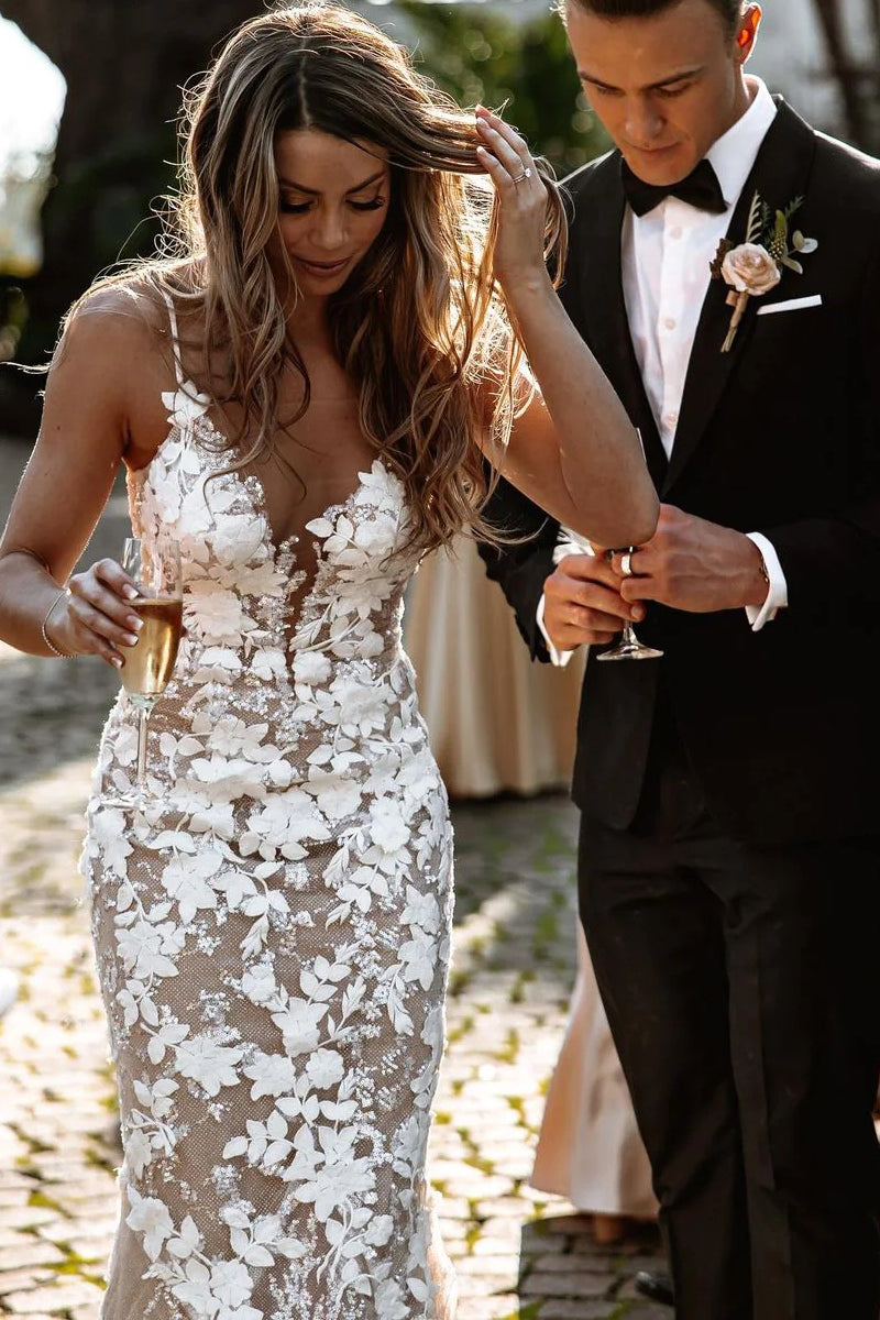 princess polly baby blue dress Bohemian Mermaid V Neck Lace Wedding Dresses with Appliques VK23051701 –  Vickidress