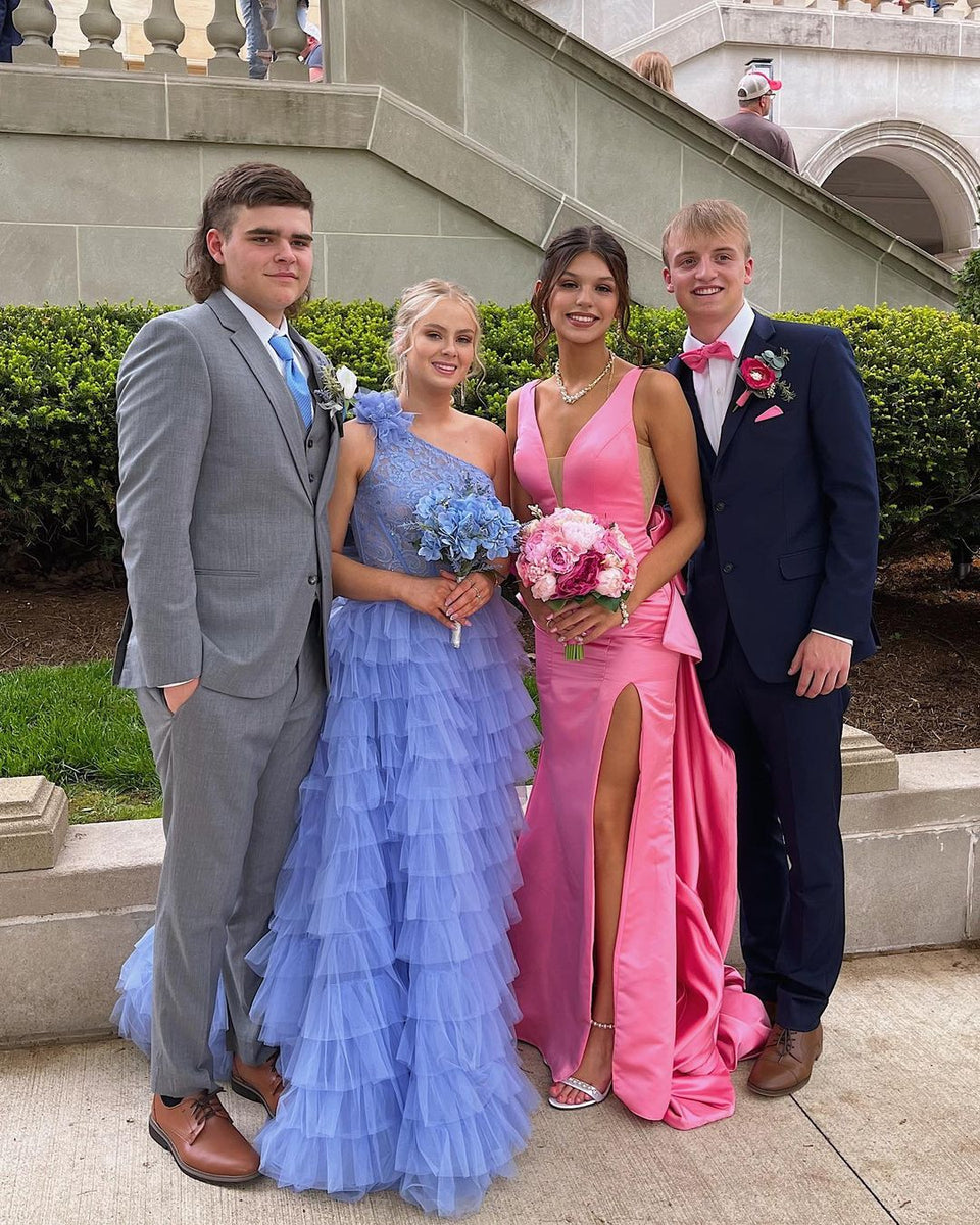 Mermaid Prom Blue And Pink Prom Prom Navy Blue Pink Dress Cute