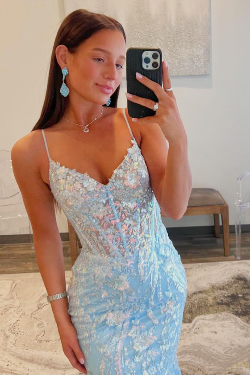 Blue Sequins Lace Work Dress main image 0