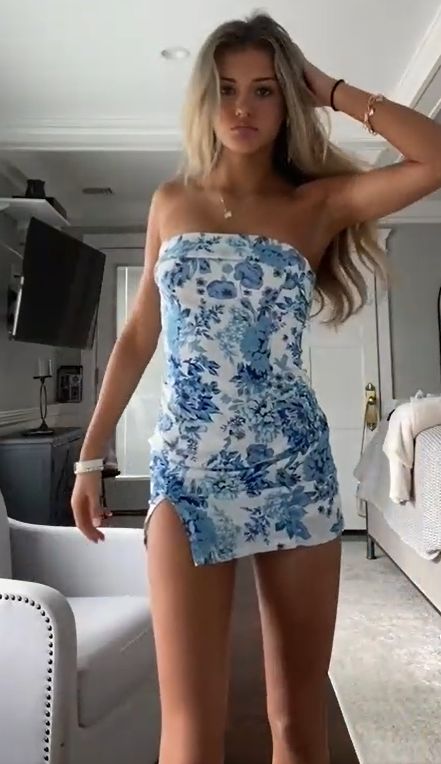 Cute Bodycon Strapless Floral Print Homecoming Dress with Split Vickidress Cute Bodycon Strapless Floral Print Homecoming Dress with Split Vickidress