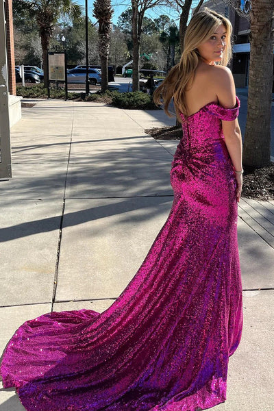 Sparkly Turquiose Corset Long Sequins Prom Dress with Slit VK24010204