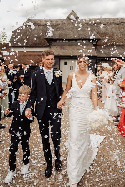 Charming Mermaid V Neck Stretch Satin Wedding Dress with Button VK25060901