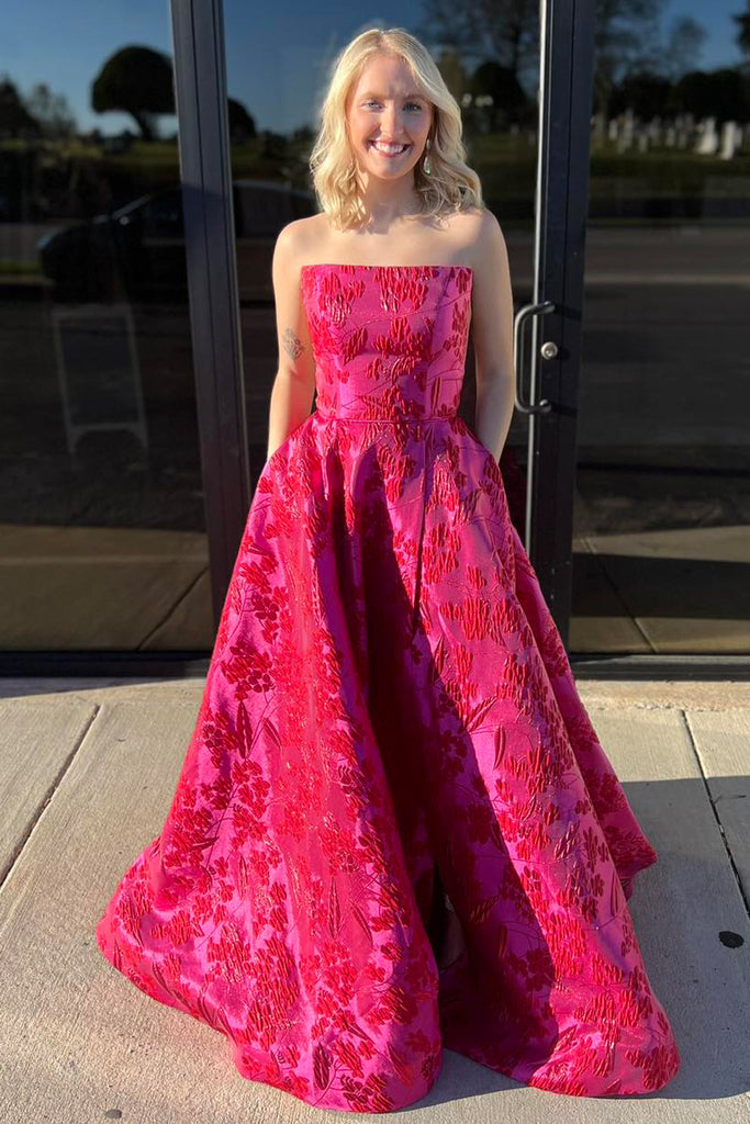red strapless prom dress with pockets Red Satin Strapless Rhinestone Pocket A-line Prom Dresses,CP0358 US4 / Custom Color(leaving a note)