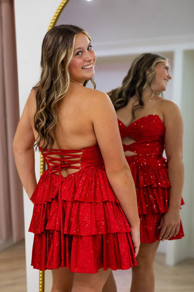 Sparkly A Line Sweetheart Red Hot Fix Homecoming Dress AB26073013