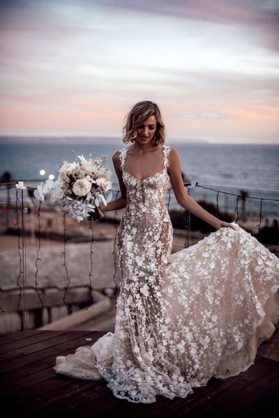 Gorgeous Mermaid Sweetheart Lace Beach Wedding Dress VK25052711