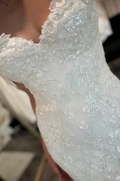 Mermaid Off the Shoulder Tulle Lace Appliques Wedding Dresses with Beadings VK26102809