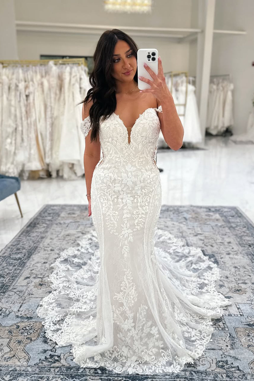Bohemian Mermaid Off the Shoulder Lace Beach Wedding Dresses VK25051003