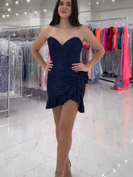 Bodycon Sweetheart Pink Satin Homecoming Dresses with Hot Stone Beading VK071106