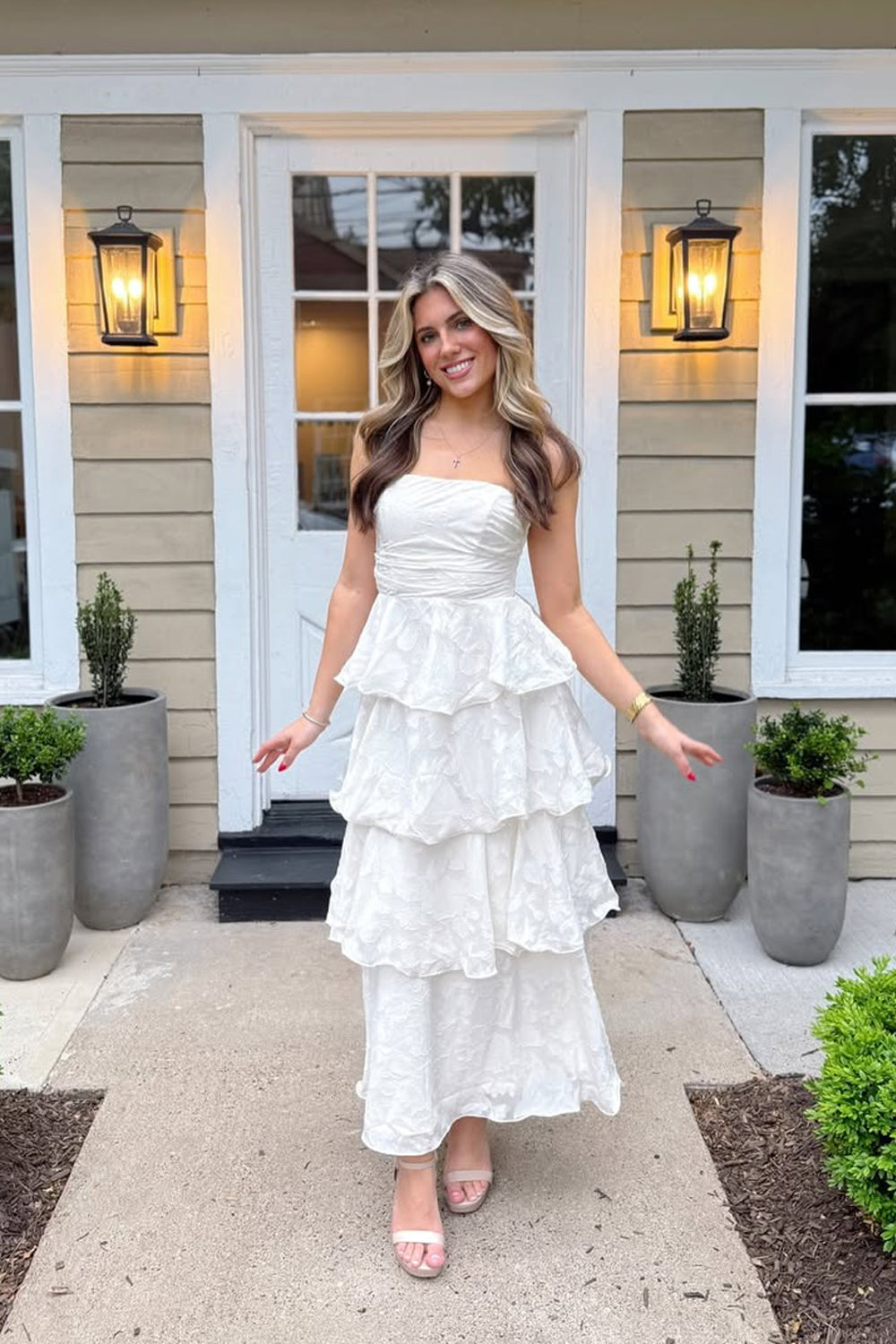 Fairy Sheath Strapless Tiered Long Prom Dress VK25060503