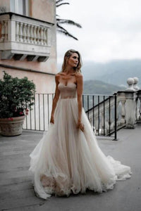 Sweetheart Tulle Long Wedding Dresses 2021 VK001