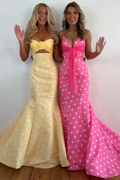 Mermaid Sweetheart Daffodil White Dot Floral Prom Dress VK26010102