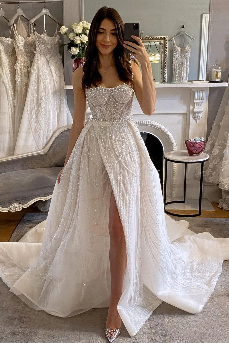 Gorgeous Ball Gwon Sweetheart Tulle Organza Long Wedding Dresses with Beading VK23050902
