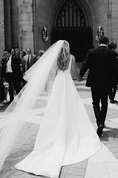 Ball Gown Strapless Satin Long Wedding Dress VK25060704