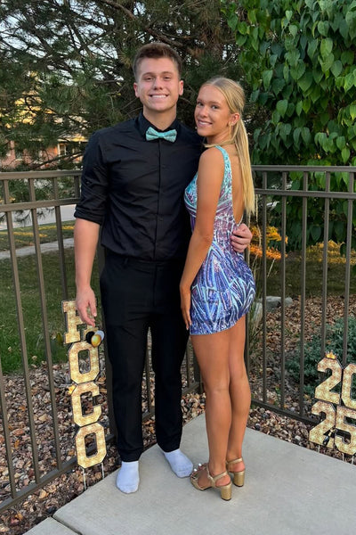 Bodycon V Neck Sequin Homecoming Dress VK25100709