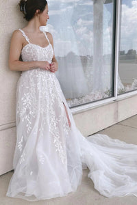 Charming A Line Sweetheart Tulle Wedding Dresses with Appliques VK23060801