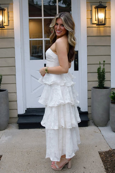 Fairy Sheath Strapless Tiered Long Prom Dress VK25060503