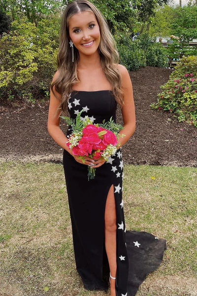 Red Strapless Mermaid Long Prom Dress with Stars VK23092906