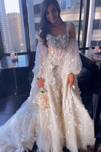 Gorgeous Ball Gown Fairy Square Neck Tulle Wedding Dresses with 3D Appliques VKWD080401