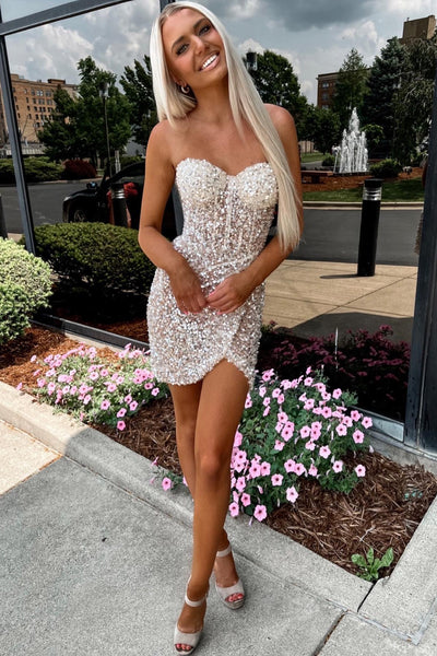 Bodycon Sweetheart Sequins Short Homecoming Dresses VK26081511