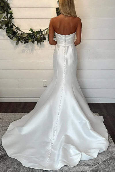 Mermaid Sweetheart Twill Satin Long Wedding Dresses