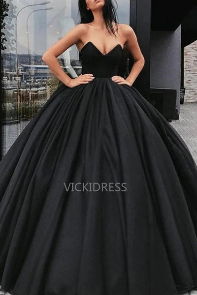 Sweetheart Ball Gown Prom Dresses Satin Simple Evening Gowns VK0111009