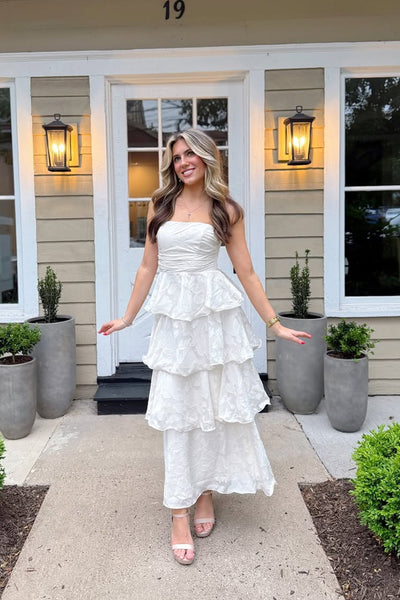 Fairy Sheath Strapless Tiered Long Prom Dress VK25060503