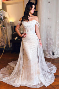 Mermaid Off the Shoulder Sequins Wedding Dresses VK23120406