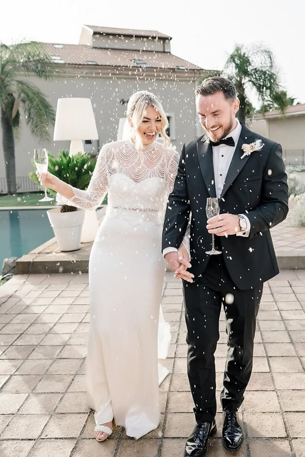 Gorgeous Mermaid Round Neck Long Sleeves Wedding Dresses with Lace Top VK25051103