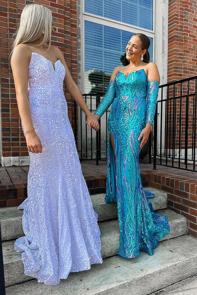 Strapless Sequin Lace Mermaid Long Prom Dresses VK23111904