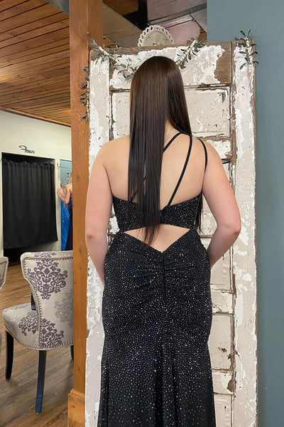Sheath One Shoulder Royal Blue Long Prom Dress with Beading VK23092709