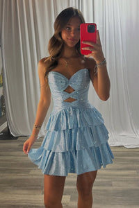 Cute A Line Sweetheart Light Blue Short Homecoming Dress with Hot Stone Beading VK25062701