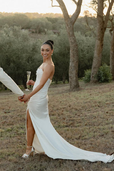 Charming Mermaid Silk Satin Wedding Dress with Slit VK25061908