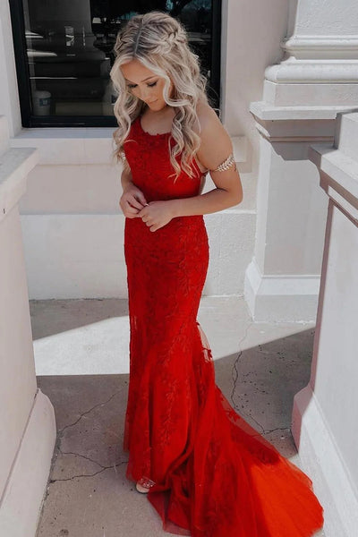 Blue Mermaid Tulle Backless Long Prom Dress with Lace VK23092301