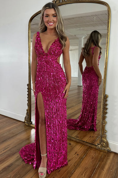 Gorgeous Sheath V Neck White Sequins Long Prom Dresses with Beading VK26012511