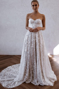 Fairy A Line Sweetheart Lace Wedding Dresses with Appliques VK23061407