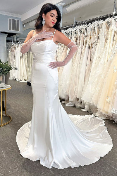 Mermaid Cowl Neck Silk Satin Wedding Dresses VK23120402