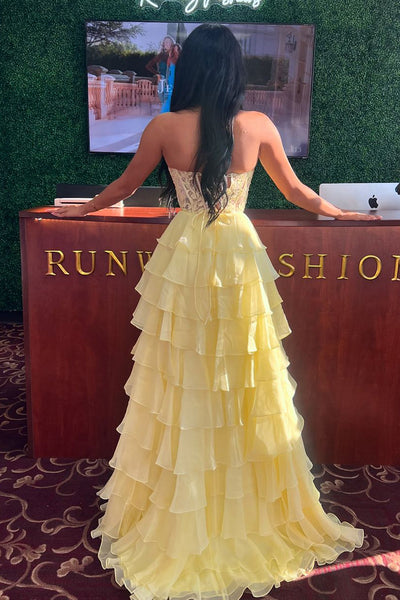 Sweetheart A Line Tiered Chiffon Long Prom Dresses VK24091902