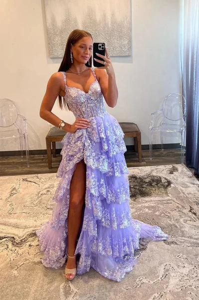Cute A Line Off the Shoulder Blue Sequin Lace Long Prom Dresses VK23051903