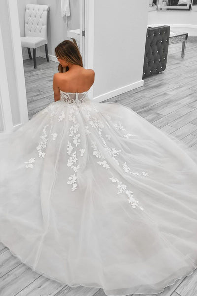 A-Line Sweetheart Tulle Wedding Dresses VK23100205