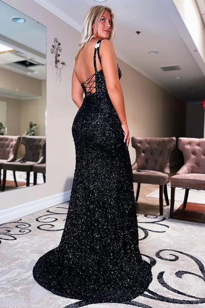Sparkly Mermaid Black Stars Sequins Prom Dress VK23092701