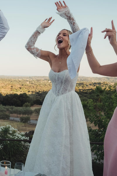 Stunning A-Line Sweetheart Strapless Lace Wedding Dress VK26081101