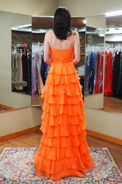 Cute A Line Sweetheart Pink Chiffon Tiered Long Prom Dress VK26010107