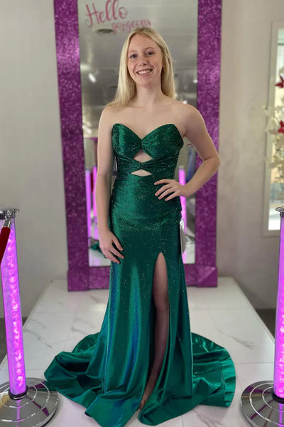 Sparkly Mermaid Sweetheart Hot Pink Satin Long Prom Dresses with Hot Stone Beading VK25032701