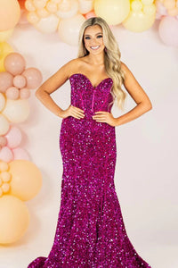 Cute Mermaid Fuchsia Sequins Long Prom Dresses VK112101