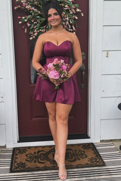 Grape Strapless A-Line Empire-Waist Sweetheart Short Homecoming Dress VK26070107