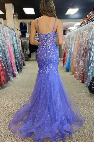 Lavender Appliques Sweetheart Trumpet Long Prom Dress VK23122401